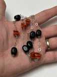 COLIER ARGINT 925 + Pietre ONIX Negre + Bucati CORAL - 24g. - Vintage