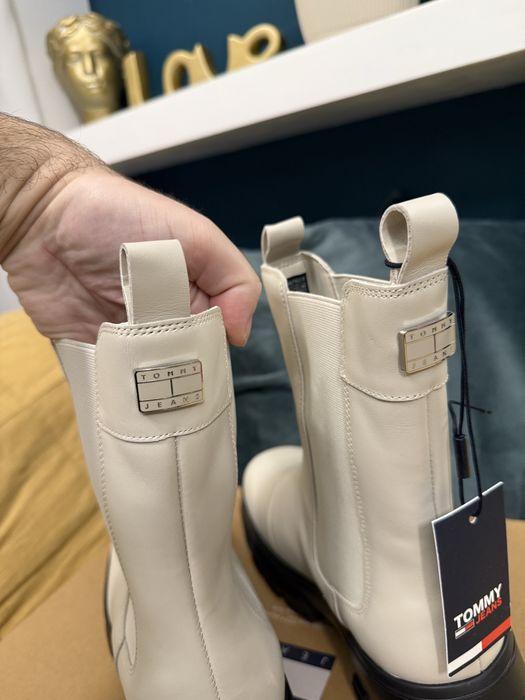 Tommy Jeans Women cizme Chelsea cu platforma culoare crem marimea 40