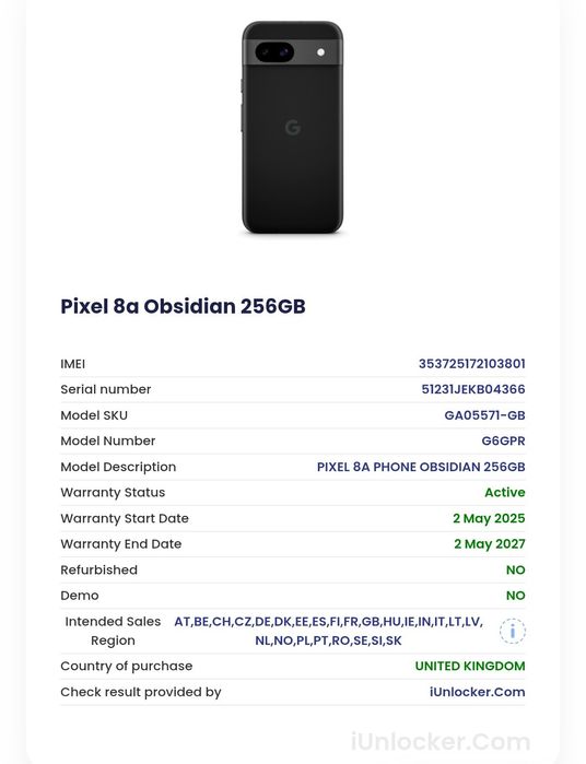 Pixel 8A 128 si 256 Obsidian Black Grey - Garantie