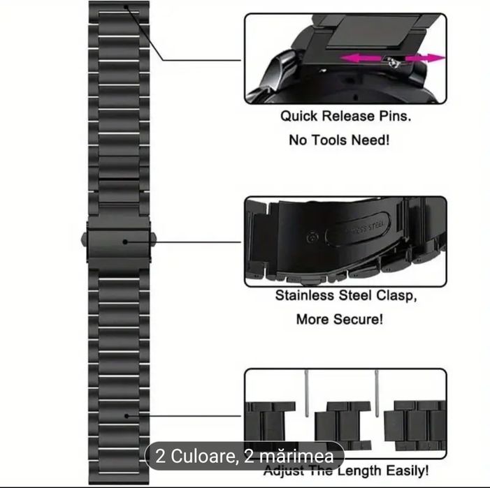 Curea ceas 20mm inox si silicon