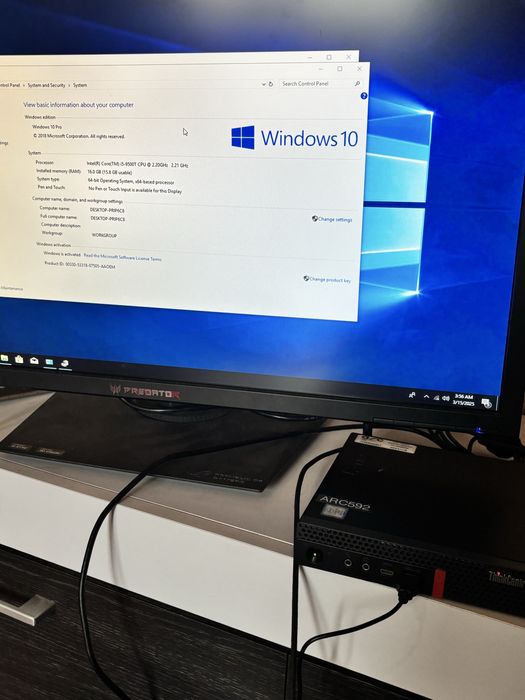 Mini pc/nuc Lenovo cu procesor  i5-9500T•