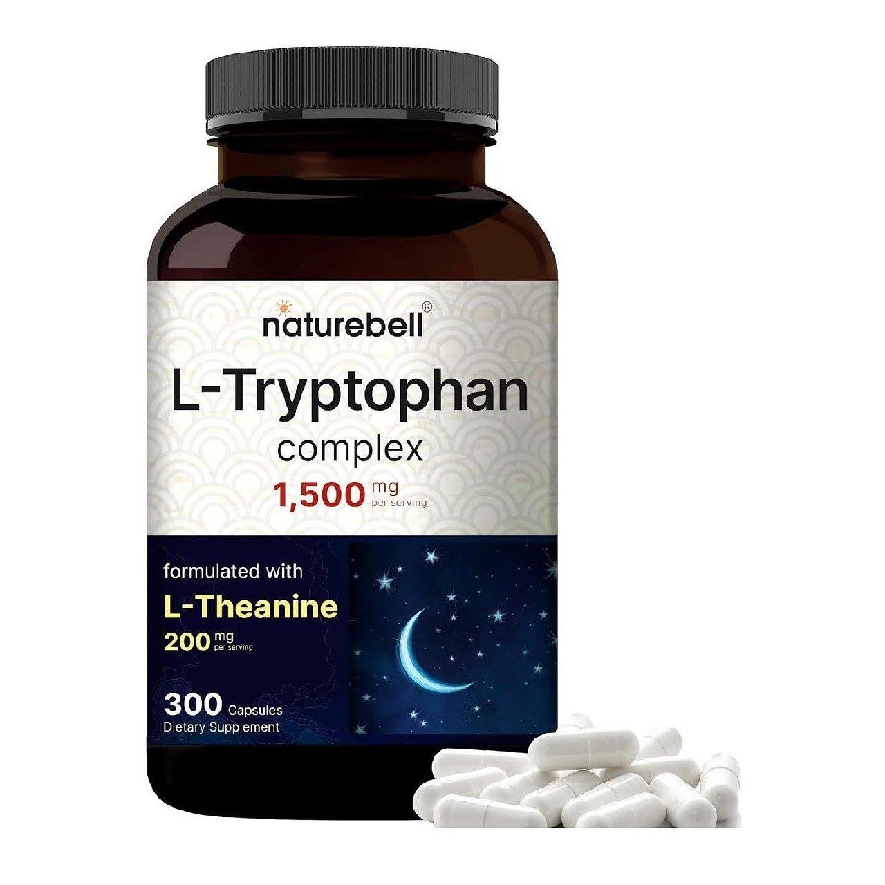 NatureBell L-триптофан 1300 мг с L-теанином 200 мг, 300 капсул |