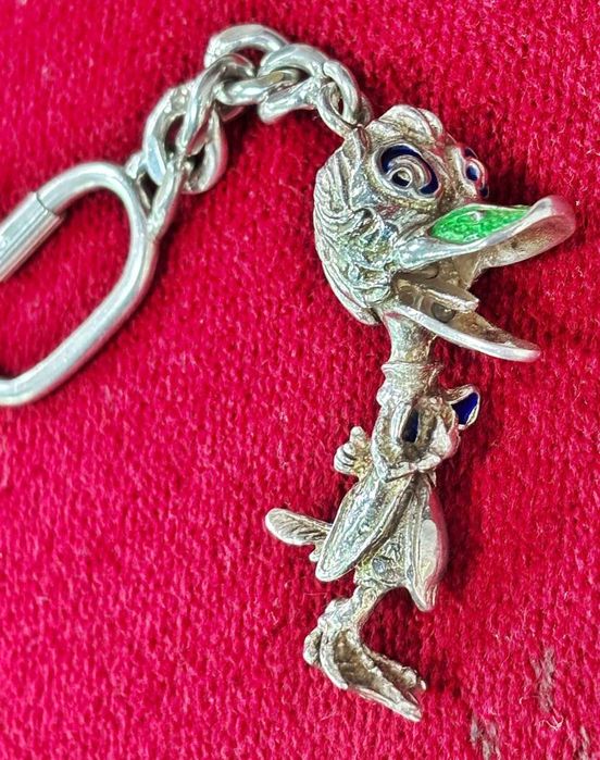 Pandantiv uimitor din argint cu model mobil Donald Duck emailat