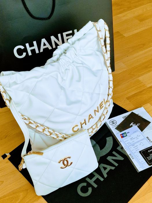 Geanta damă alb imaculat import Italia, portofel simplu atasat,saculet