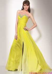 Женское жёлтое платье бренд Jovani на свадьбу выпускной мероприятие