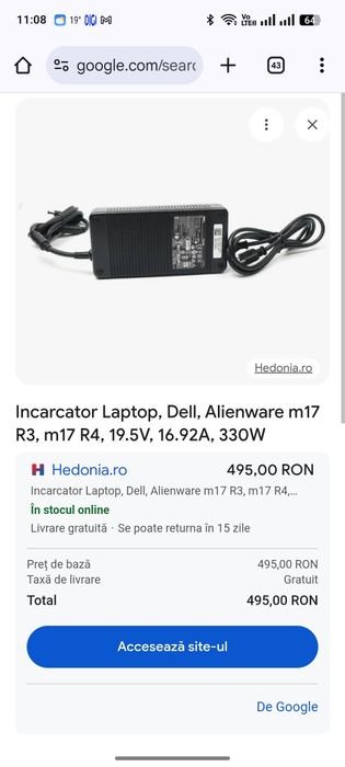 Încărcător laptop Dell alienware M17 R3 ,M17 R4 de 330w 330w