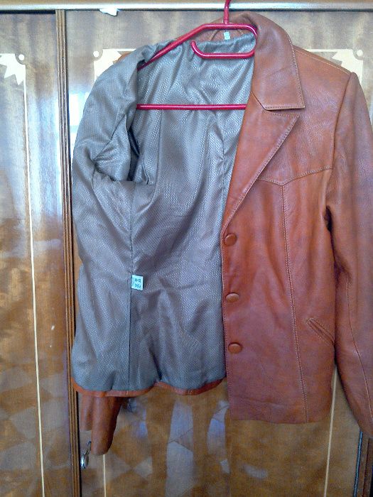 Geacă/jachetă din piele naturală, de damă, culoare coniac - 42