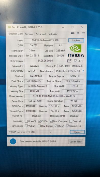 Gigabyte GeForce GTX 960 4GB  OC Edition