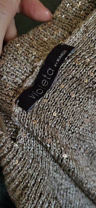 Cardigan Mango bej cu paiete