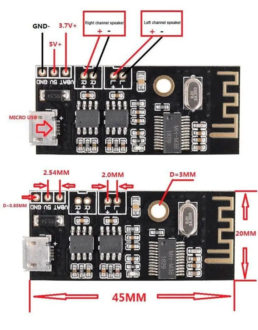 Усилитель с Bluetooth 2*5W