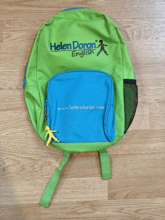 Vând ghiozdan - rucsac - Helen Doron verde albastru