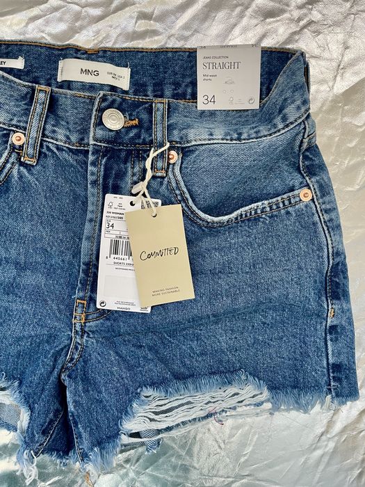 Pantaloni scurti NOI Mango din denim cu rupturi Marime 34