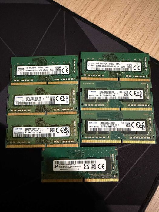 RAM 8GB DDR4 (2x8GB=16GB), 3200MHz, SODIMM, laptop: Samsung, SK-Hynix