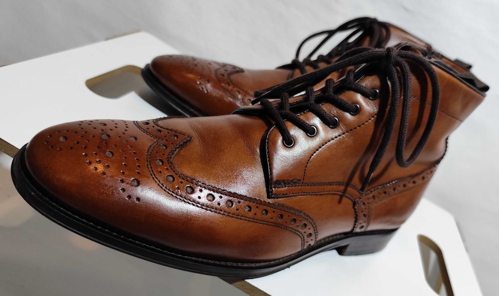 Ghete ankle 43 brogue Pat Calvin piele naturala moale