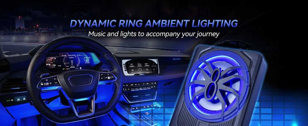 Компактен 10” автомобилен 800 W активен субуфер със синя  подсветка