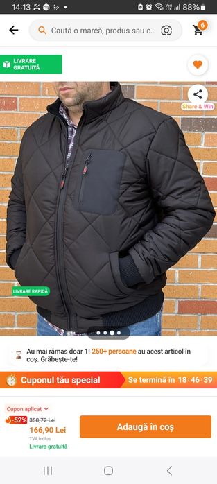 Geacă matlasată bărbați S/M