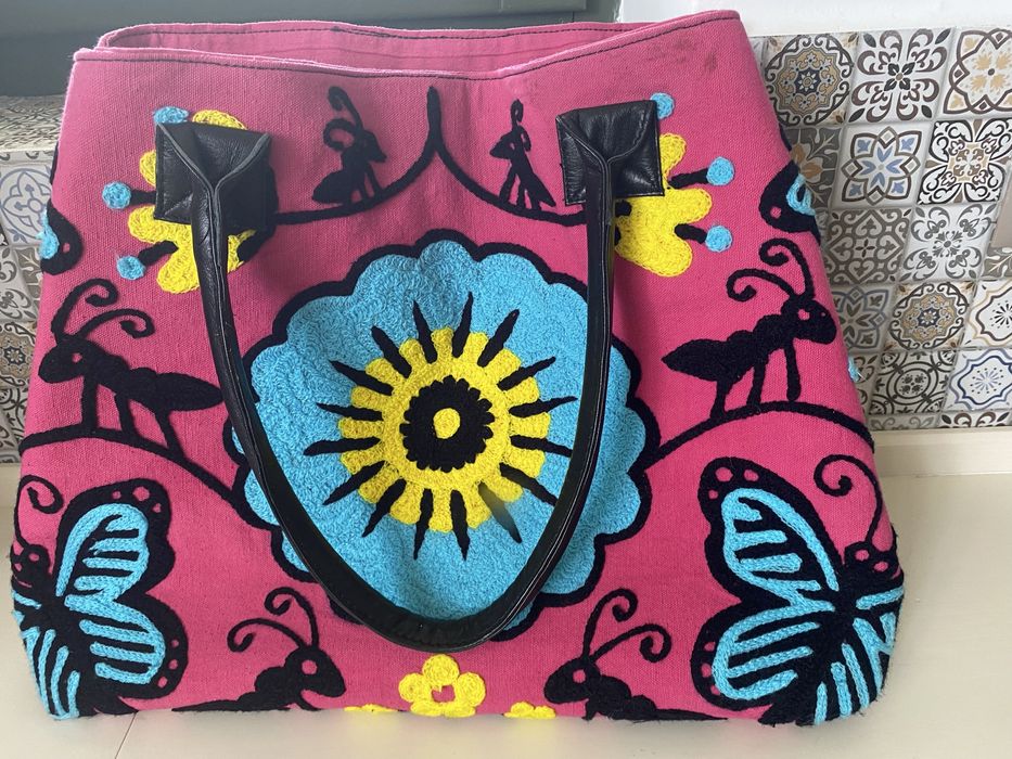 Geanta roz de vara made in italy lucrata manual