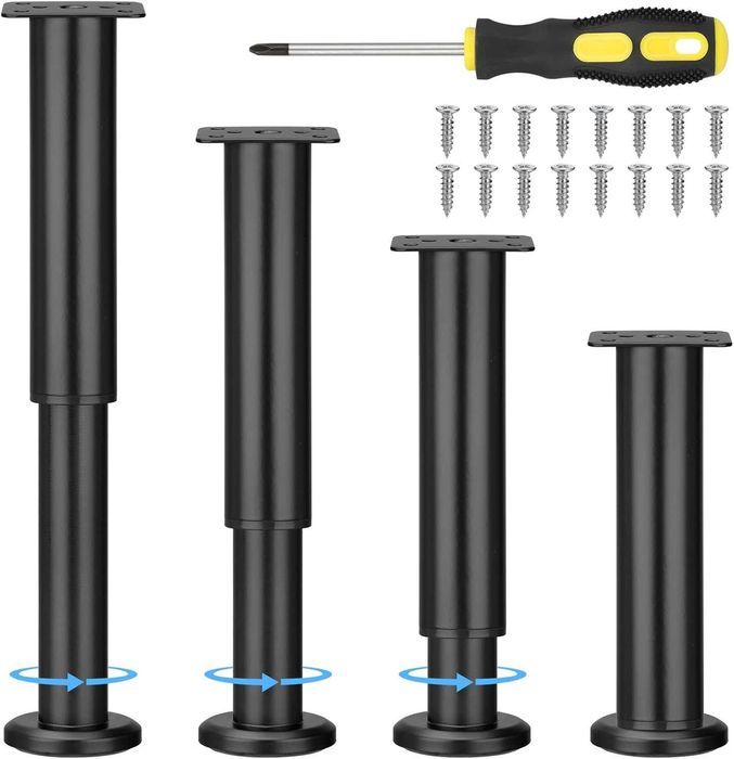 Set 4 picioare reglabile Zocipro, 18-30 cm, metalice, negre