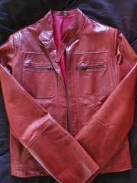 Дамско яке, естествена кожа в цвят червено