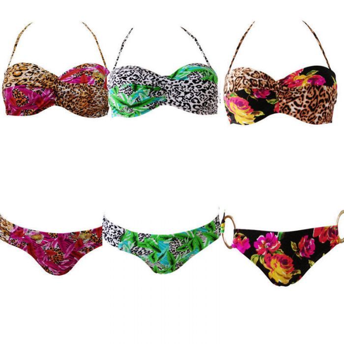 Costum de baie imprimeu animal print leopard floral model A