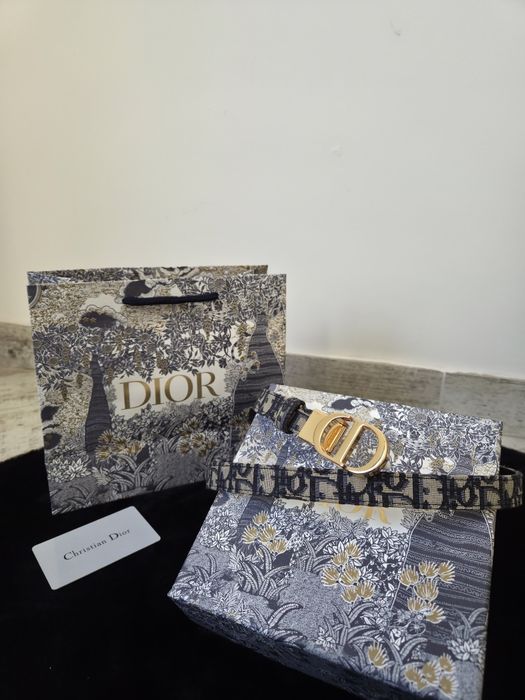 Dior 30 Montaigne Reversible Belt Blue Smooth Calfskin and Oblique