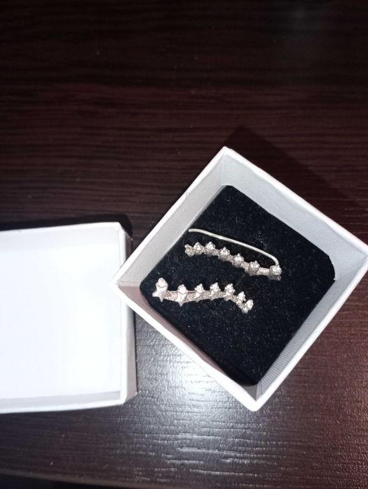 Дамски сребърни обеци, ефектни носене по два начина ново