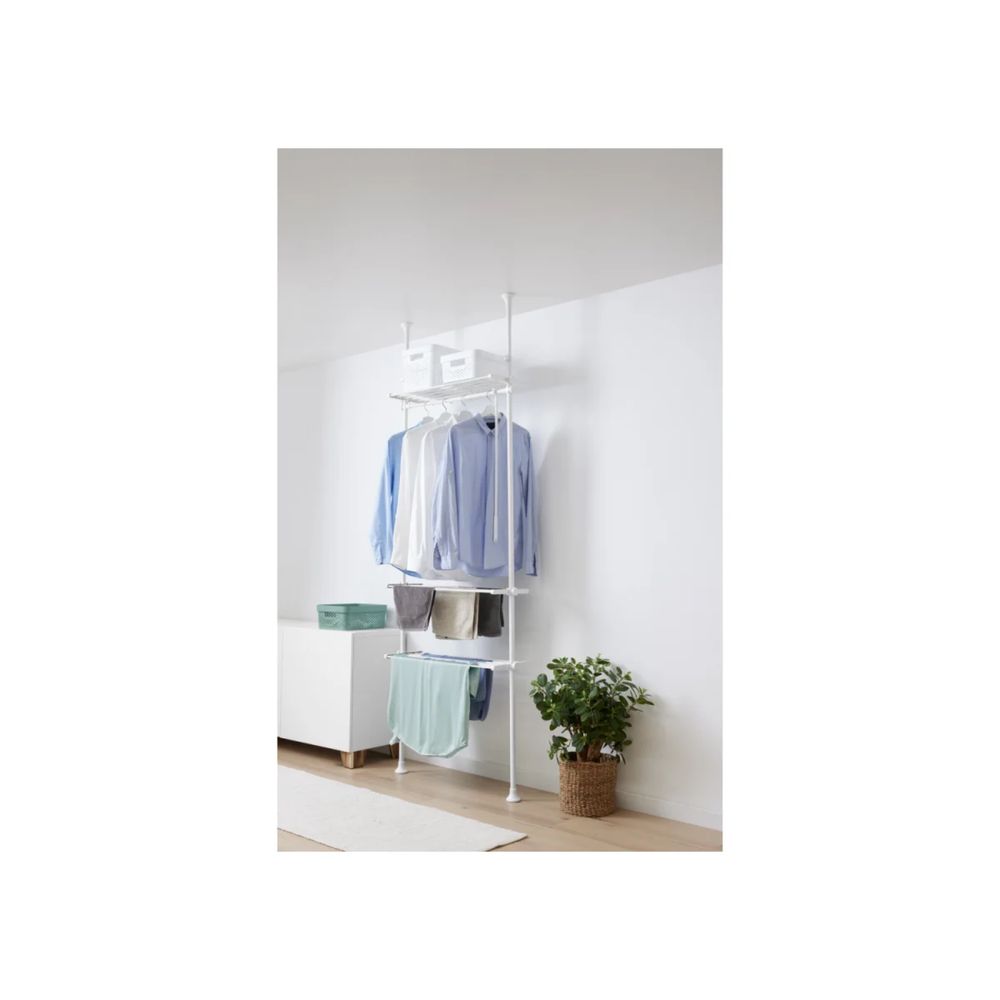 Телескопичен гардероб с 3 рафта и релса бял Livarno Home