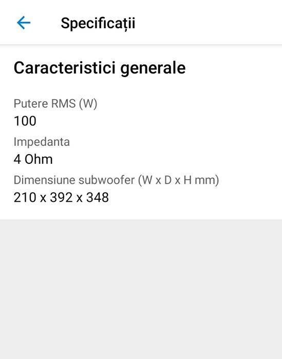 Subwoofer activ JVC sp-dw103 100 w rms