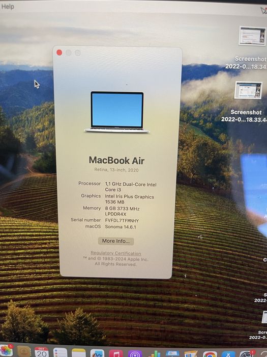Macbook Air 13” Retina 2020 i3 8gb  256 ssd