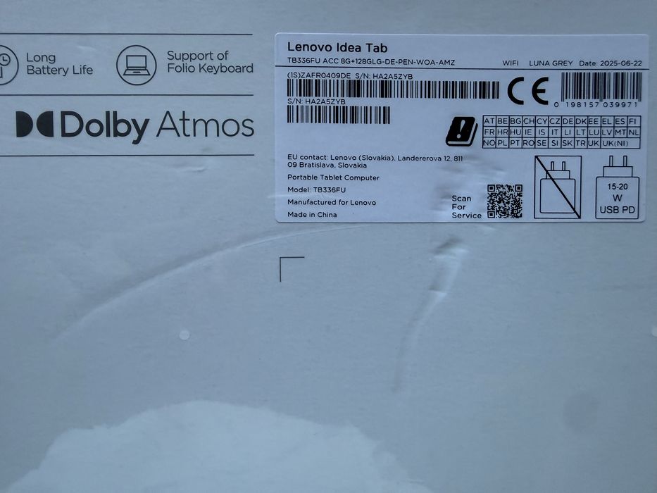 Tableta Lenovo Idea Tab, Octa-Core, 11" 2.5K, 8GB  Ram, 256 gb, noua!
