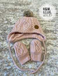 Set Căciuliță și mănuși, H&M, nou-născuți
