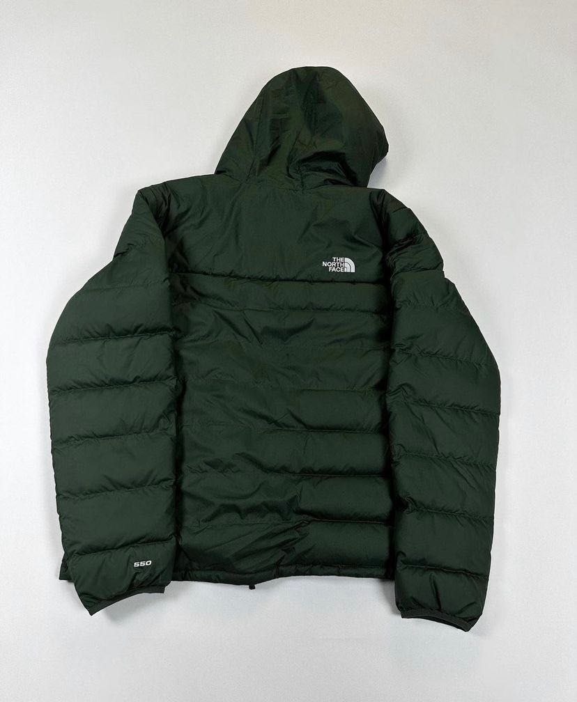 The North Face 550 camouflage puffer jacket in military green/kaki
