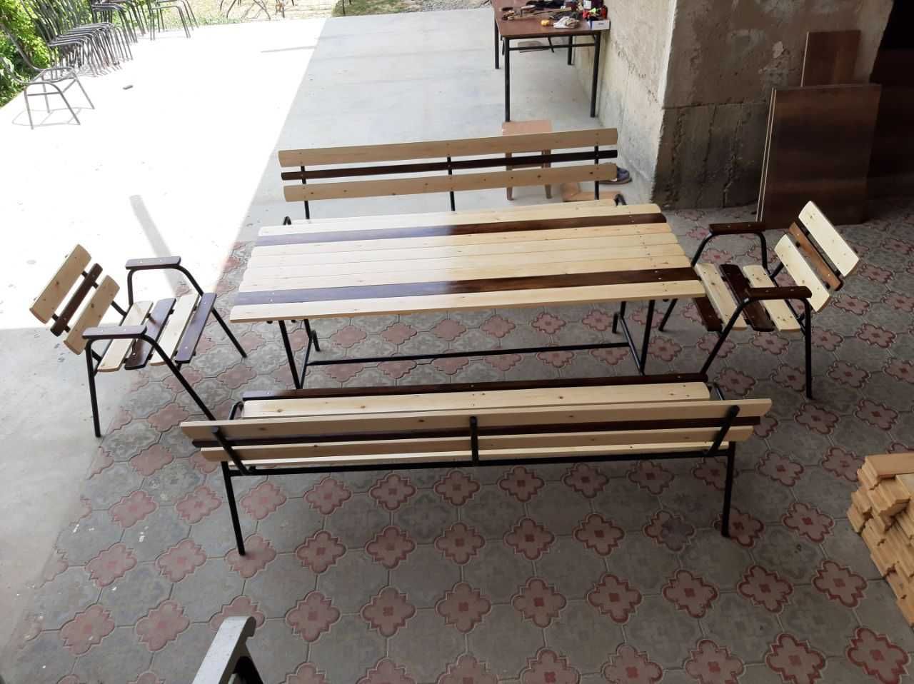 Hабор садовой мебели, стол, стул и скамейка