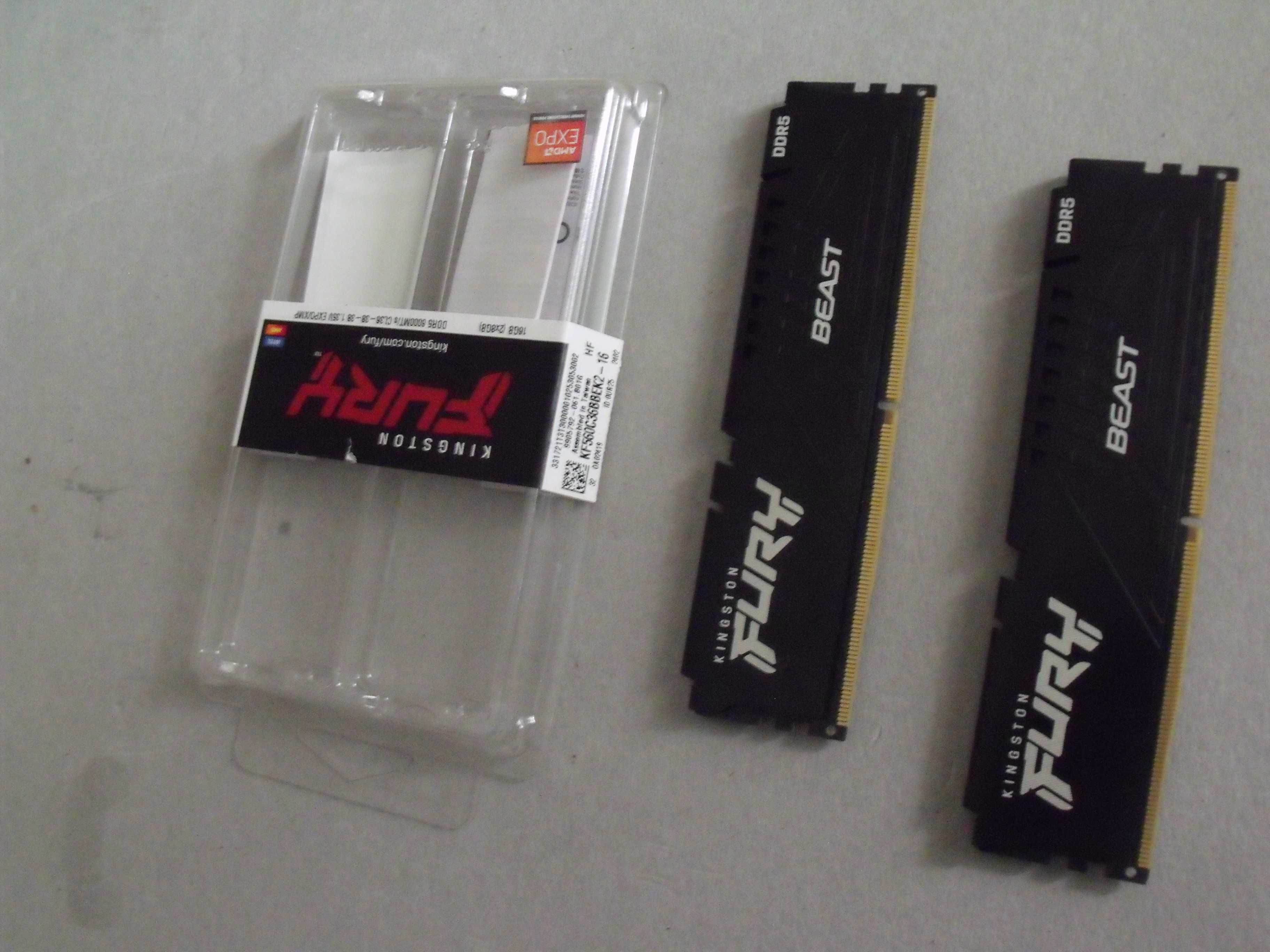 Памет 16GB (2x8GB) DDR5 6000MT/s, Kingston FURY Beast, 1.35V