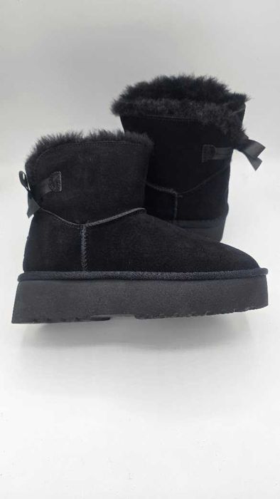 Ghete tip UGG bailey bow cu platforma - piele intoarsa naturala, 35-40