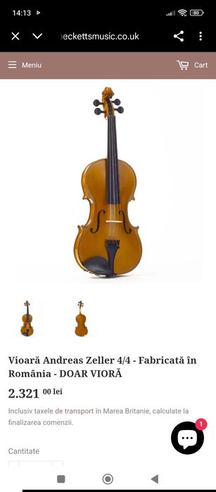 Vioară Andreas Zeller, fabricată în România