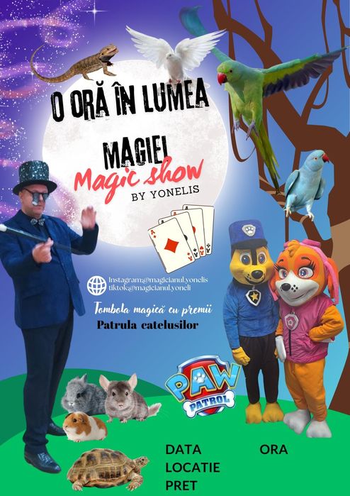 Ofer spectacole de magie pentru diferite petreceri.