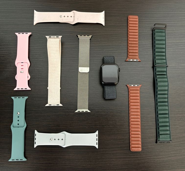 Apple Watch Series 10, 42mm, Jet Black, GPS + 9 curele (4 originale)