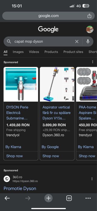 Capat mop Dyson Submarine Perie Electrica Nou