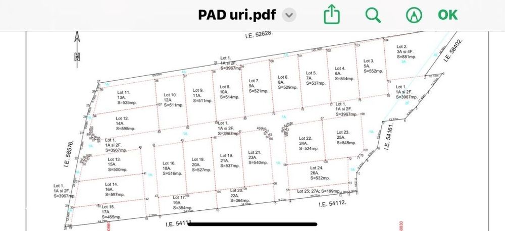 Teren intravilan,cu parcele între 500-550 mp,perfect drept,Nazna