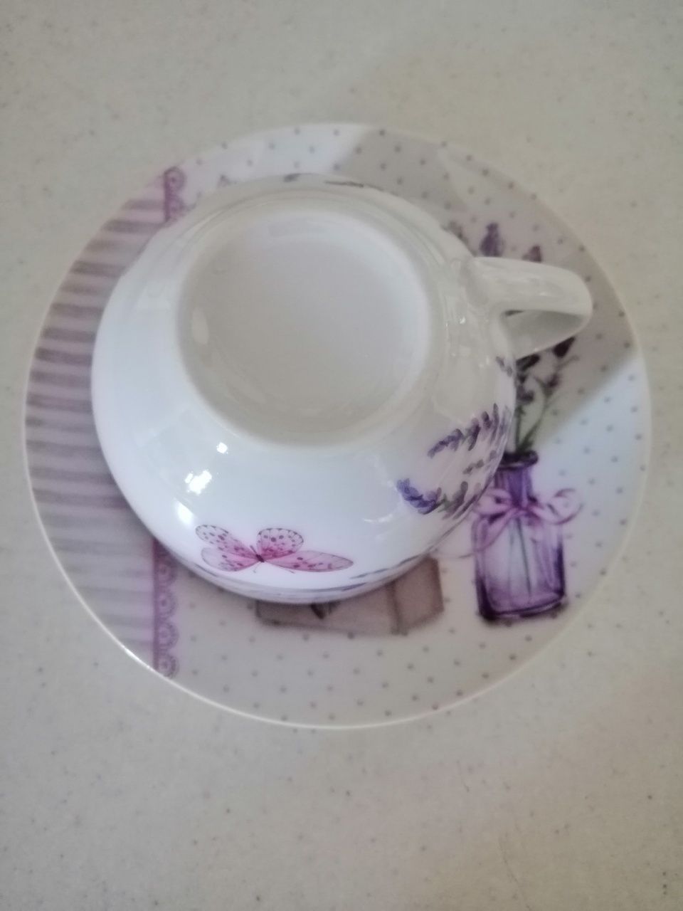 Комплект Чаша и чинийка "Лавандулов цвят"