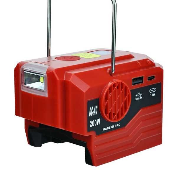 Invertor portabil exterior 200W baterie Milwaukee 18V la AC 110V/220V