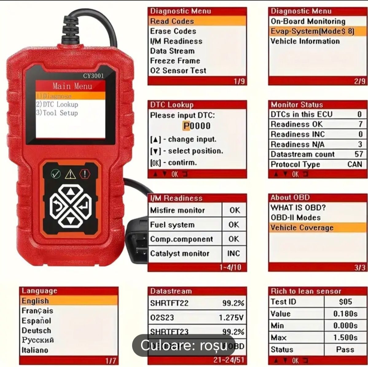 Tester auto  OBD 2 CY3001 Diagnoza auto