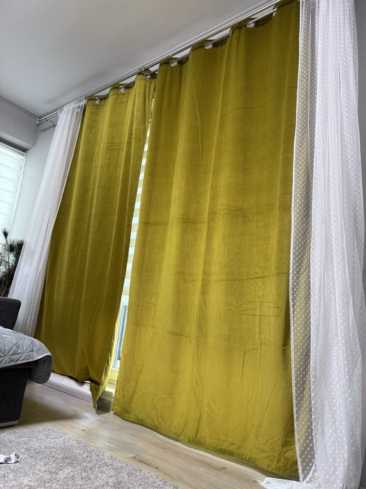 Set 3 Draperii + corniză dublă oțel gri