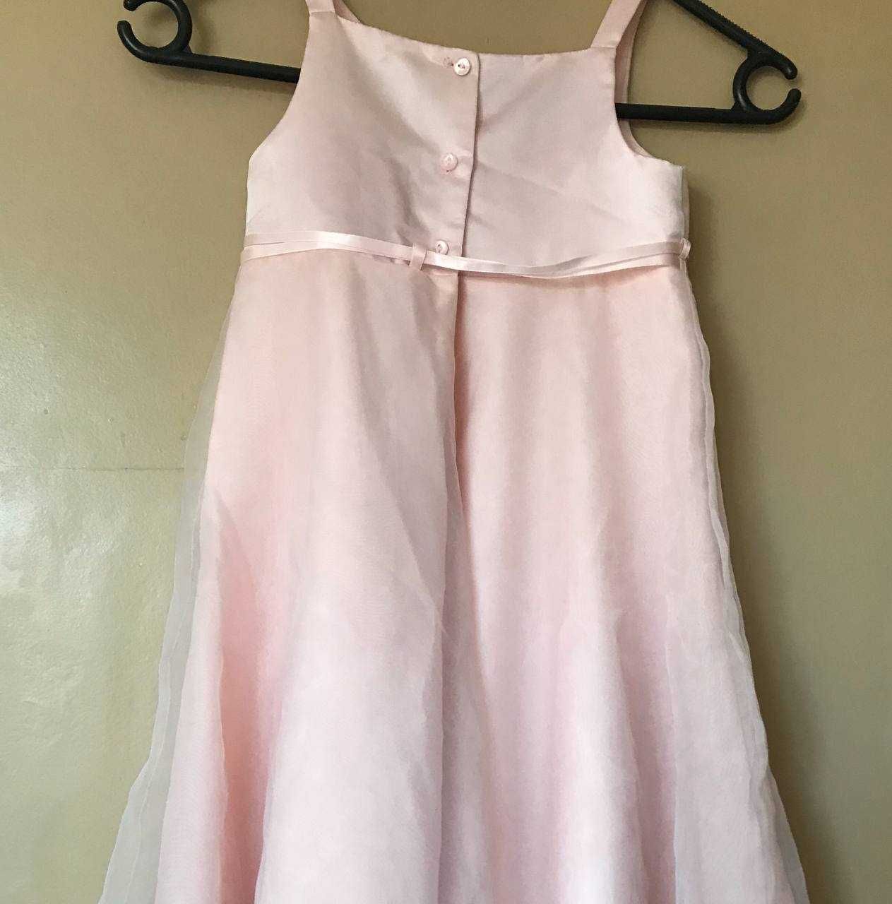 Празнична дълга розова рокля за момиче, 104 - 110 см