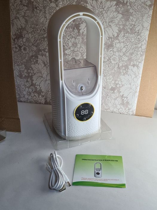Овлажнител и въздушен охладител, преносим, ​​бял LED, сензорен екран