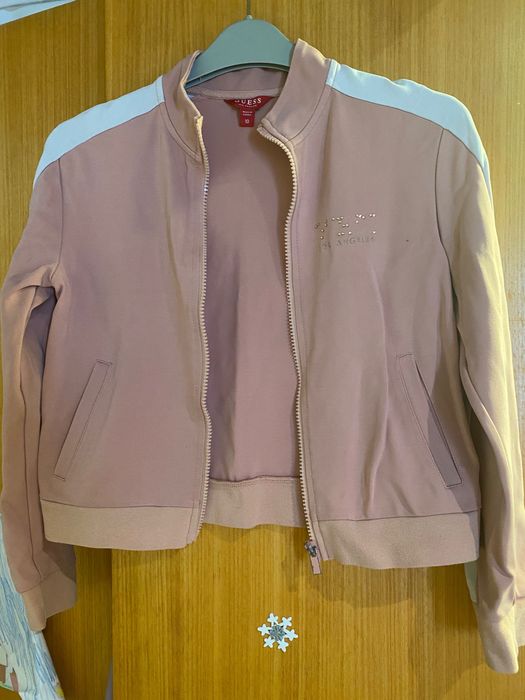 Pulover Guess fete, roz, fermoar, stare bună, marime 10 ani, practic