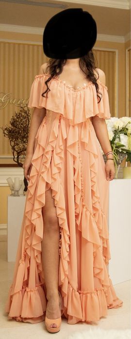 Rochie de ocazie (eleganta), culoarea somonului, marimea 40