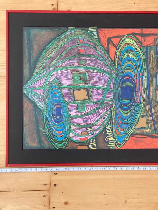 print oficial inramat Friedensreich Hundertwasser rama aluminiu rosie