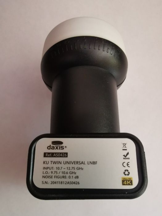 LNB Twin Daxis 2 Iesire UltraHD 4K 0.1dB Degi Focus Telekom NOU